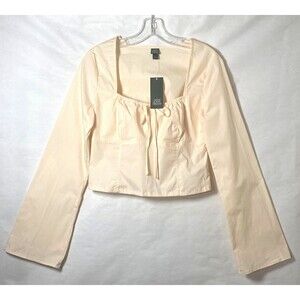 Wild Fable Smocked Corset Style Top Womens Size M Light Peach Bow Side Zip NWT